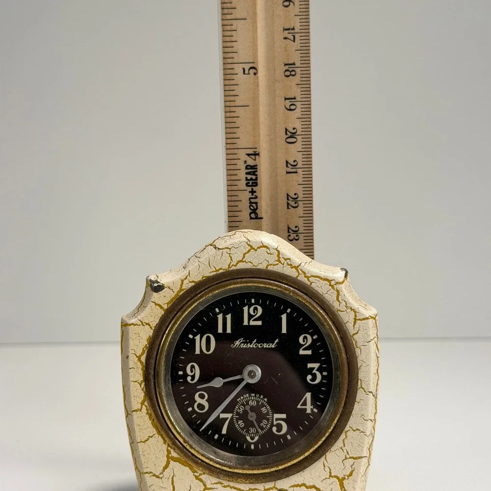 Vintage Aristocrat Small Desk Mantel Clock Brass Farmhouse‎ Cottagecore USA Made